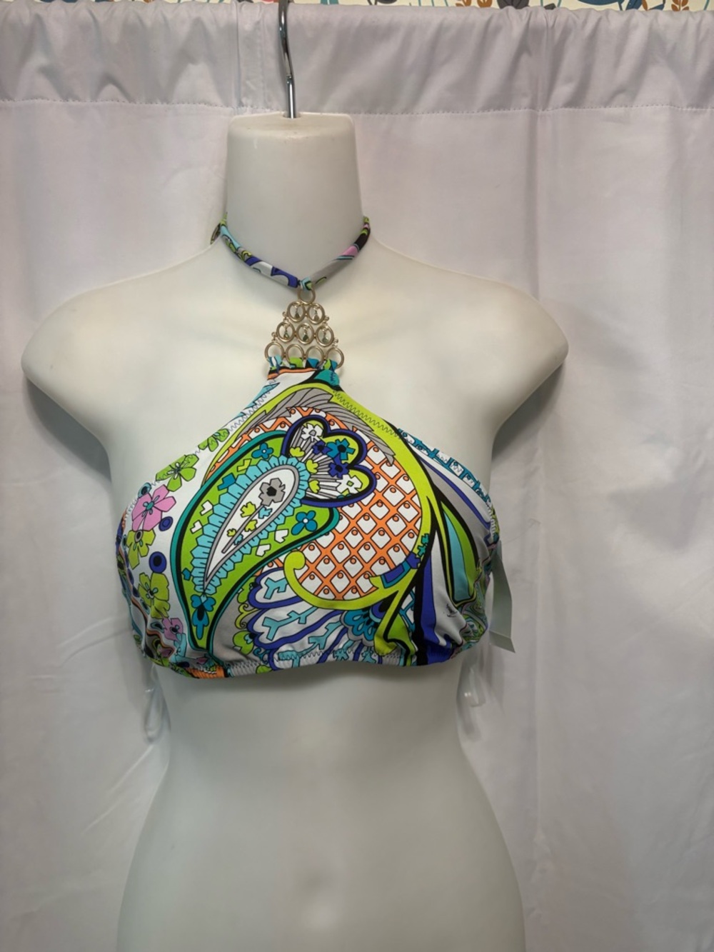 Trina Turk Electric Blue Swim Top with Multicolor Trim